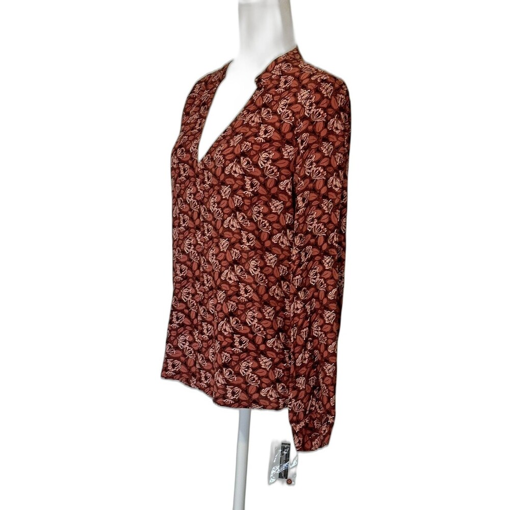 NWT TREASURE & BOND Women Size S Long Sleeve Red Rust Floral Blouse Career Boho - Picture 4 of 9